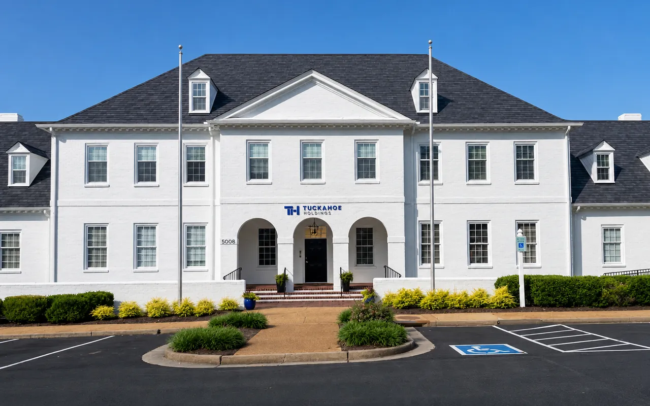Commercial office building with a new roof